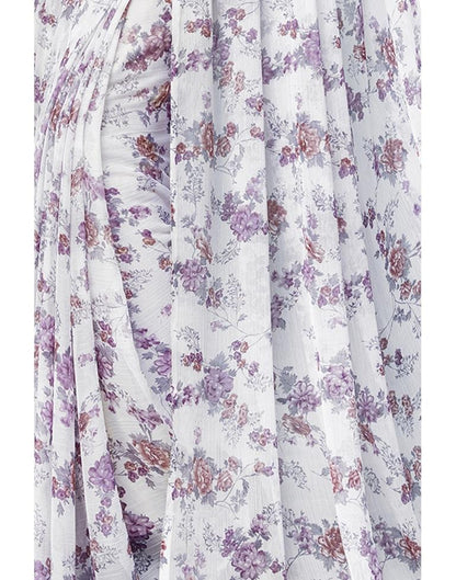 White Coloured Chiffon Floral Printed Casual saree | Sudathi