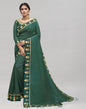 Rama Green Coloured Poly Silk Embroidered Partywear Saree | Sudathi
