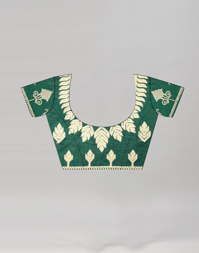 Rama Green Coloured Poly Silk Embroidered Partywear Saree | Sudathi