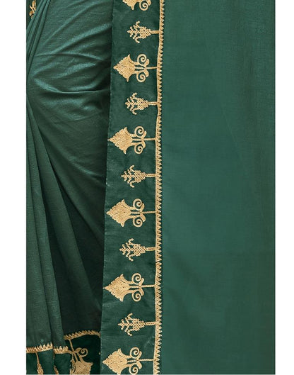 Rama Green Coloured Poly Silk Embroidered Partywear Saree | Sudathi