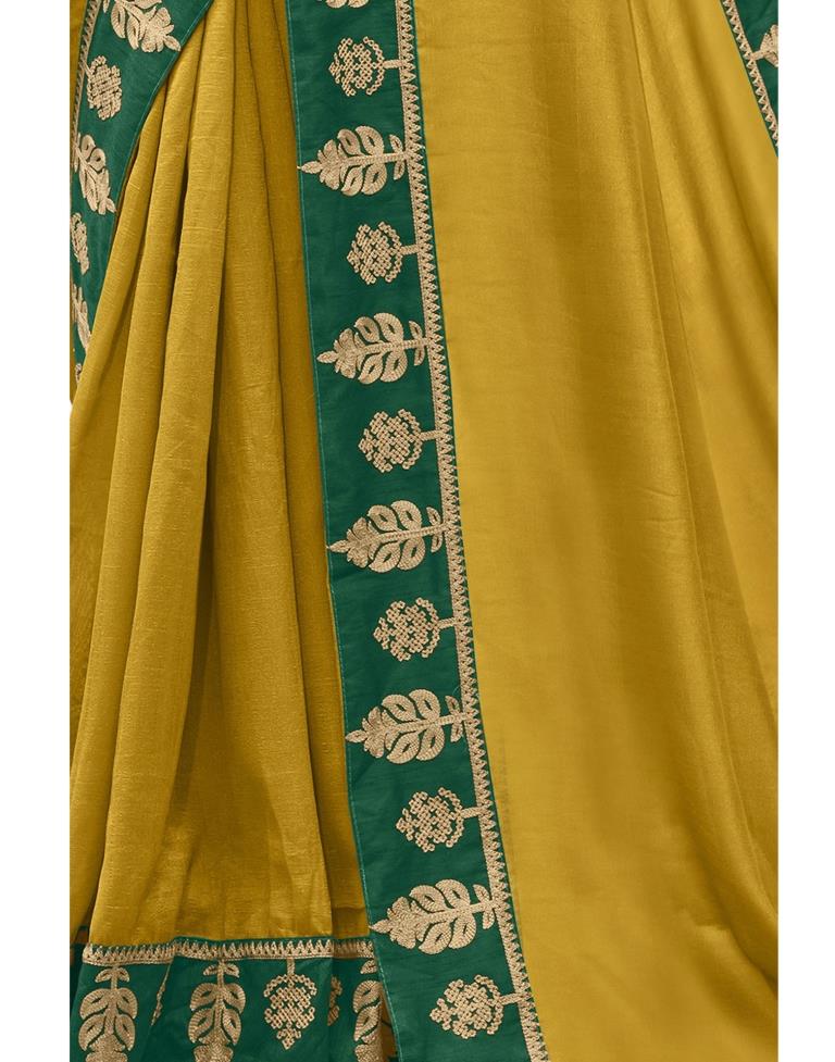 Mustard Yellow Coloured Poly Silk Embroidered Partywear Saree | Sudathi