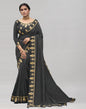 Dark Grey Coloured Poly Silk Embroidered Partywear Saree | Sudathi