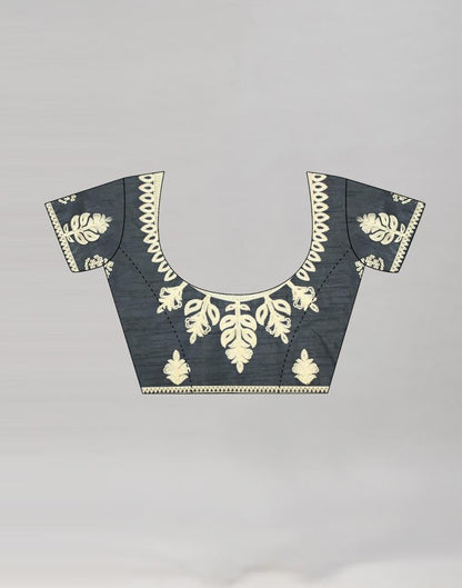 Dark Grey Coloured Poly Silk Embroidered Partywear Saree | Sudathi