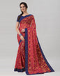 Raspberry Red Coloured Brasso Embroidered Partywear Saree | Sudathi