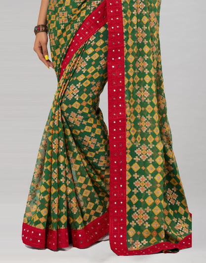 Green Coloured Brasso Embroidered Partywear Saree | Sudathi