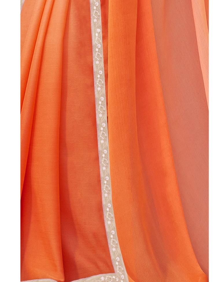 Orange Coloured Chiffon Plain Partywear saree | Sudathi