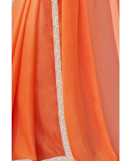 Orange Coloured Chiffon Plain Partywear saree | Sudathi