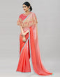 Coral Pink Coloured Chiffon Plain Partywear saree | Sudathi