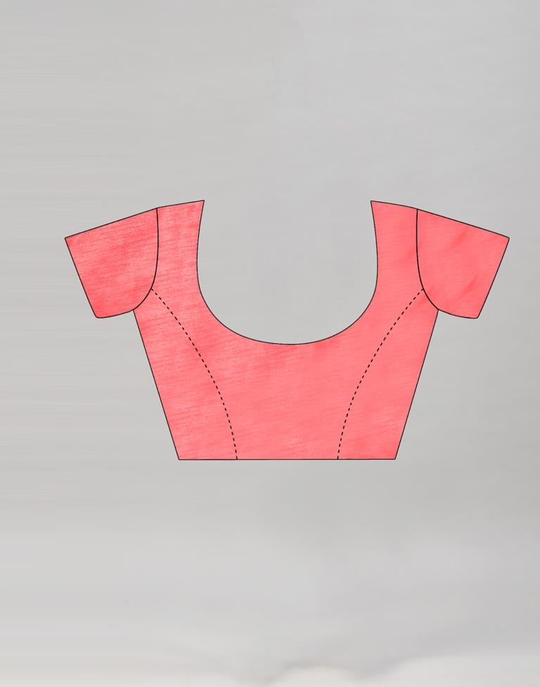 Coral Pink Coloured Chiffon Plain Partywear saree | Sudathi