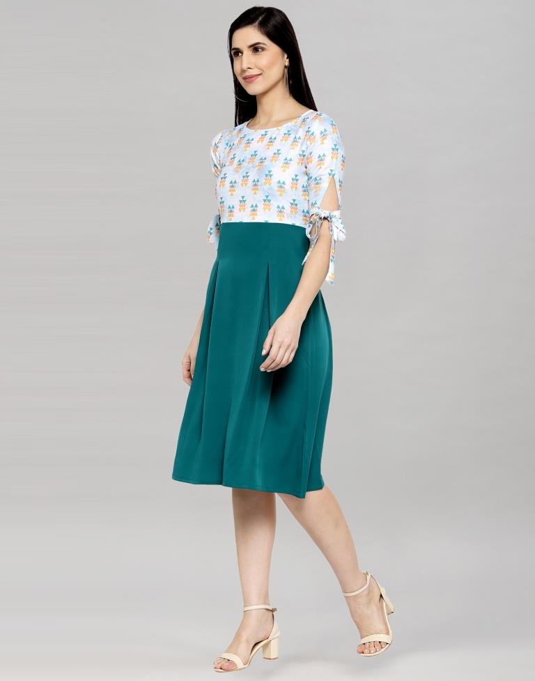 Rama Green A-line Dress | Leemboodi