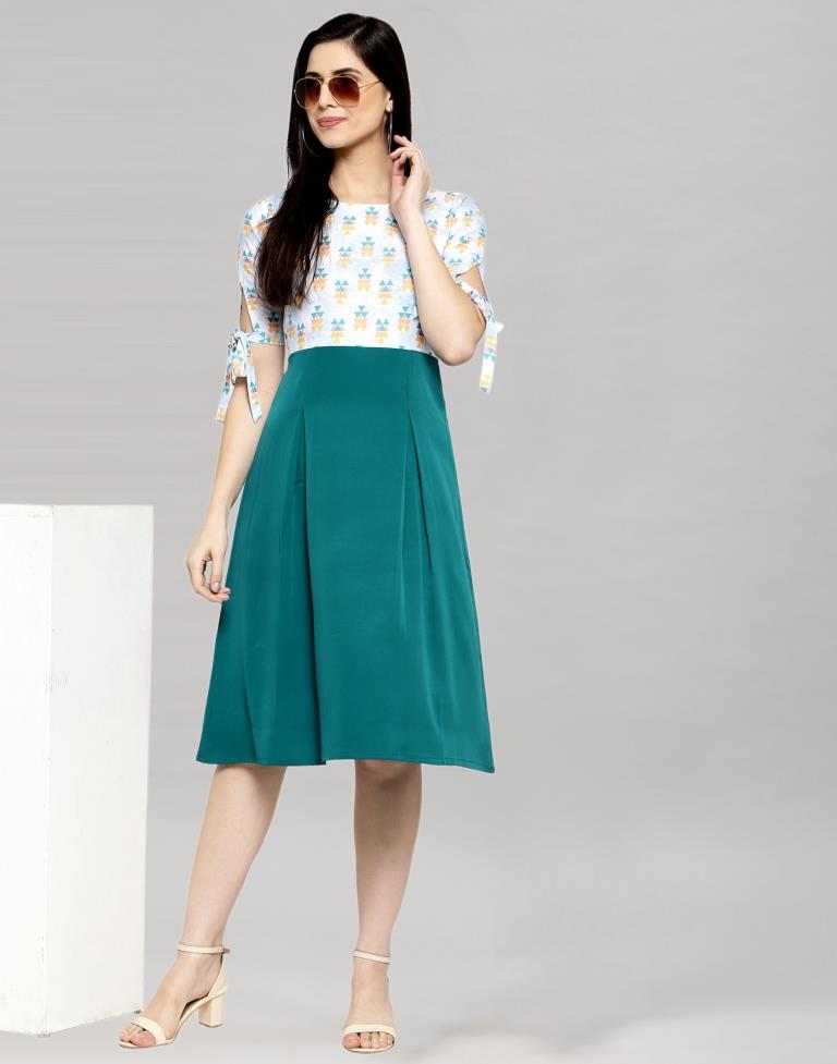 Rama Green A-line Dress | Leemboodi