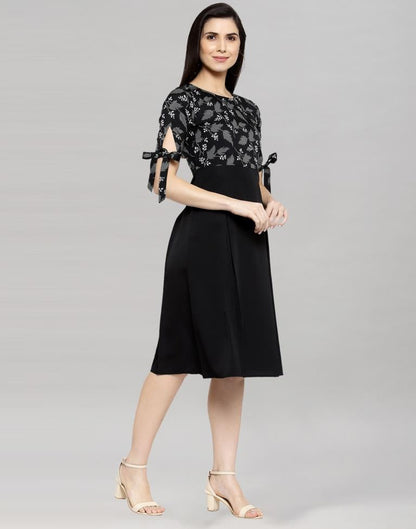 Black Coloured Crepe Printed Dress | Sudathi