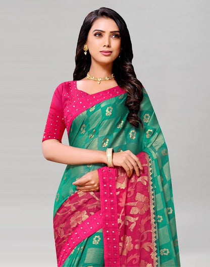 Pink Coloured Brasso Embroidered Partywear saree | Sudathi