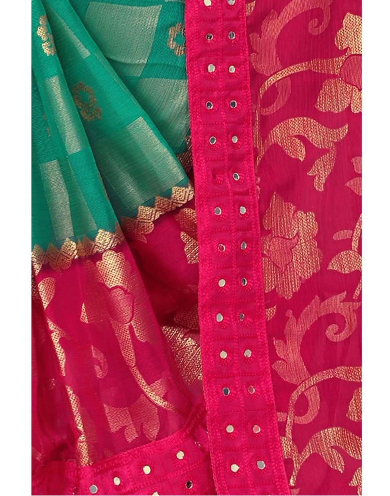 Pink Coloured Brasso Embroidered Partywear saree | Sudathi