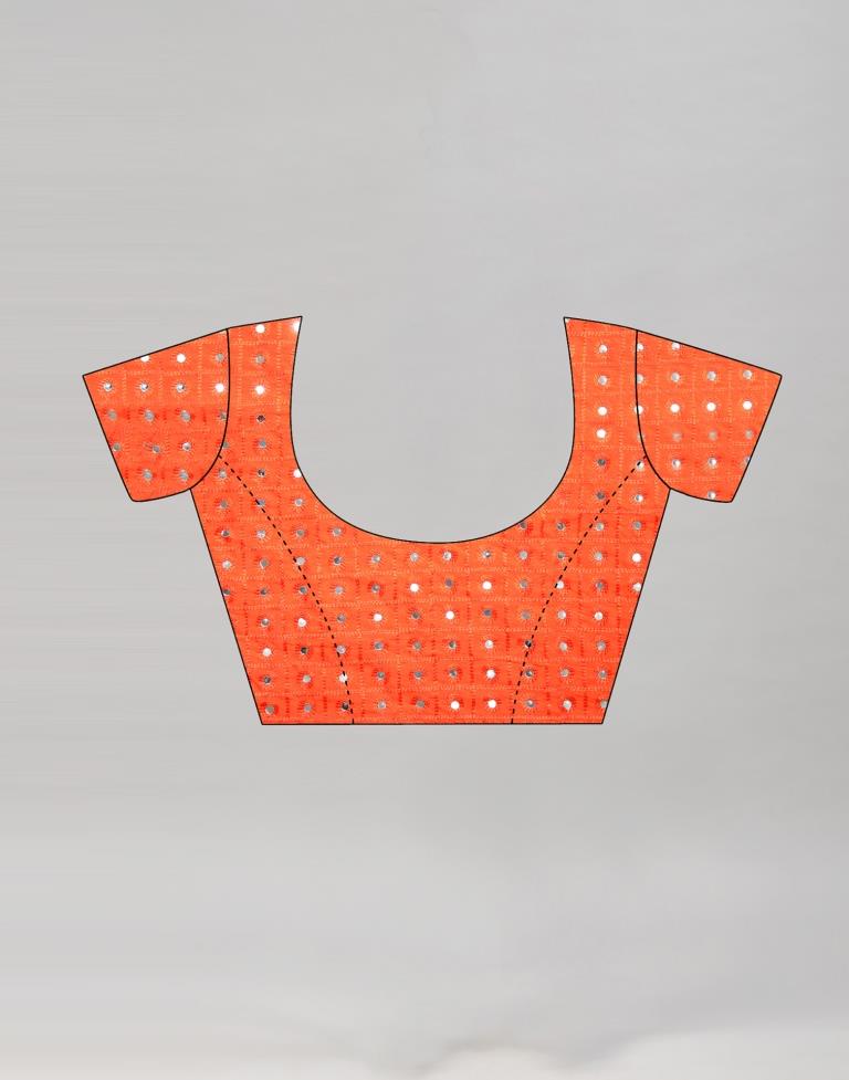 Orange Coloured Brasso Embroidered Partywear saree | Sudathi