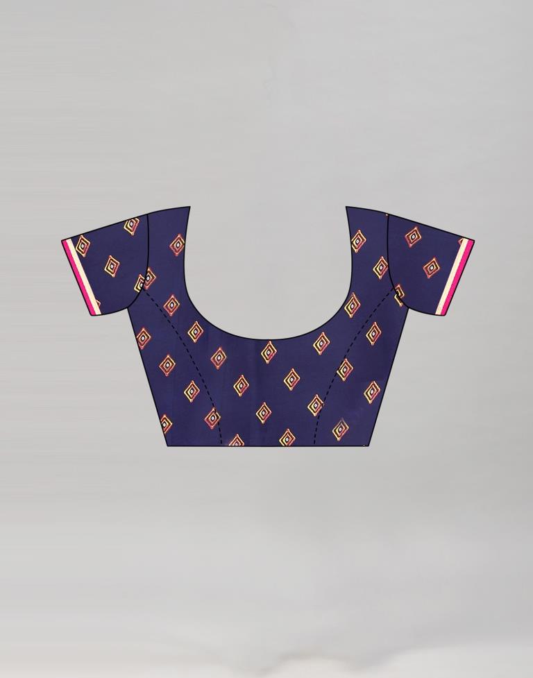 Pink And Navy Blue Coloured Georgette Bandhani Printed Saree | Sudathi