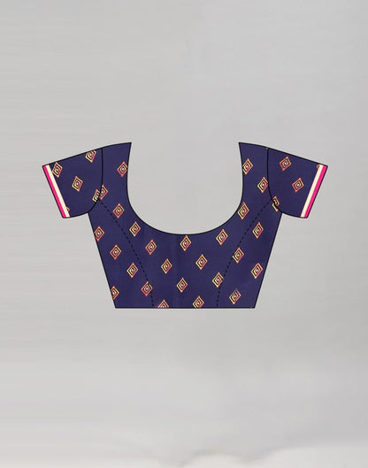 Pink And Navy Blue Coloured Georgette Bandhani Printed Saree | Sudathi