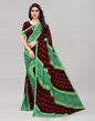 Green And Brown Coloured Georgette Bandhani Printed Saree | Sudathi
