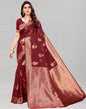 Maroon Coloured Poly Cotton Jacquard Saree | Sudathi