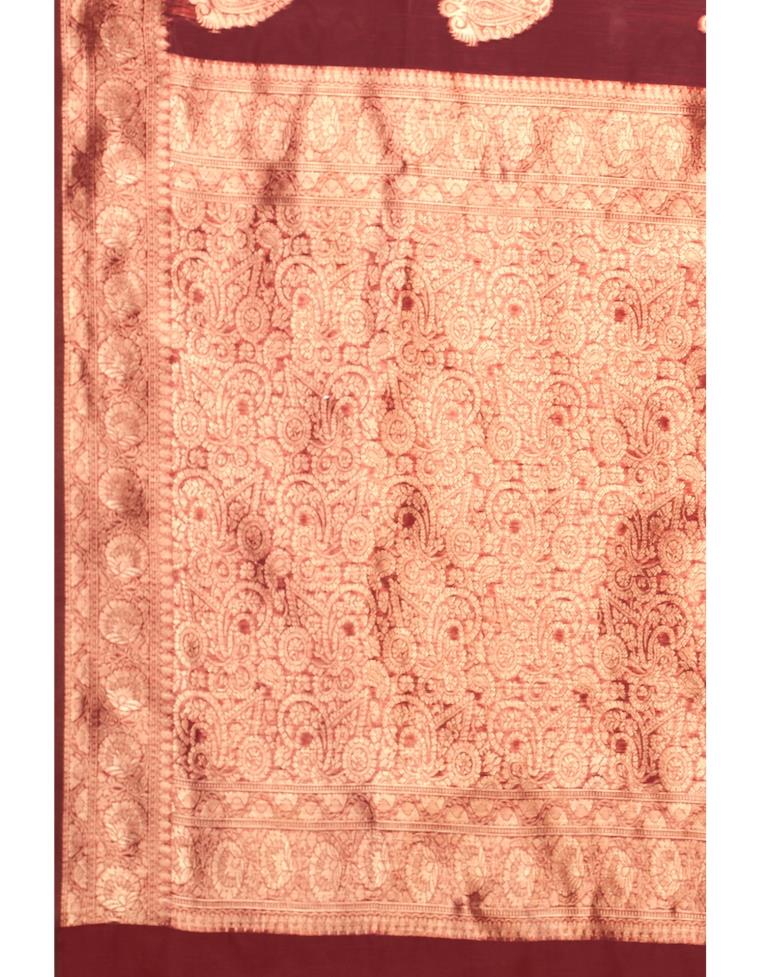 Maroon Coloured Poly Cotton Jacquard Saree | Sudathi