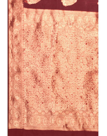 Maroon Coloured Poly Cotton Jacquard Saree | Sudathi