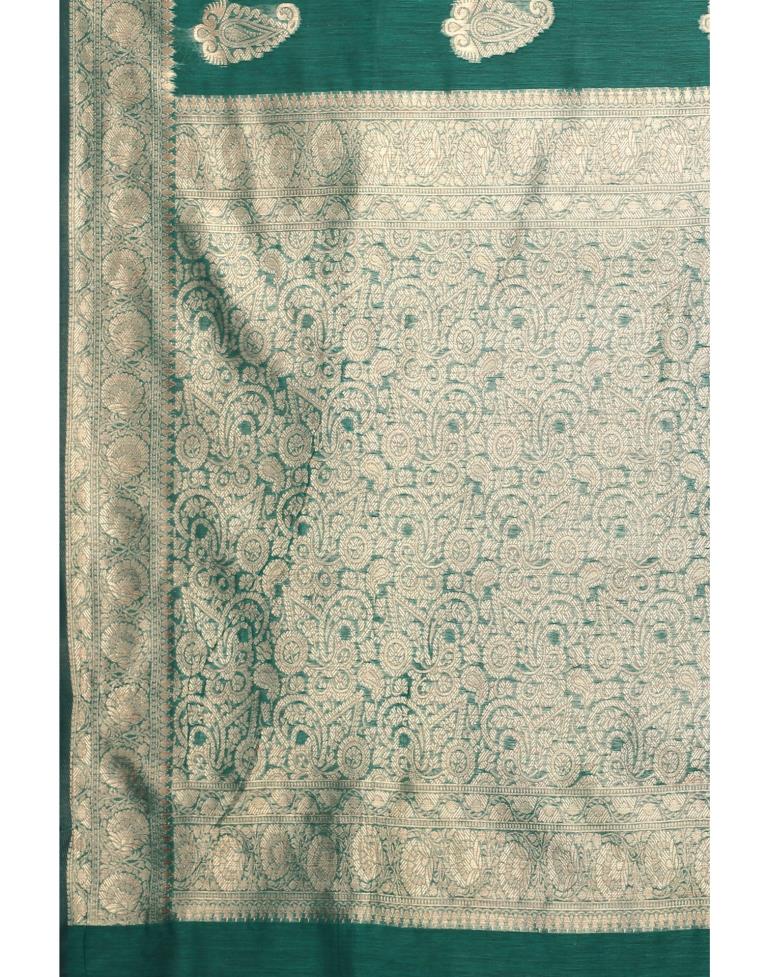 Rama Green Coloured Poly Cotton Jacquard Saree | Sudathi
