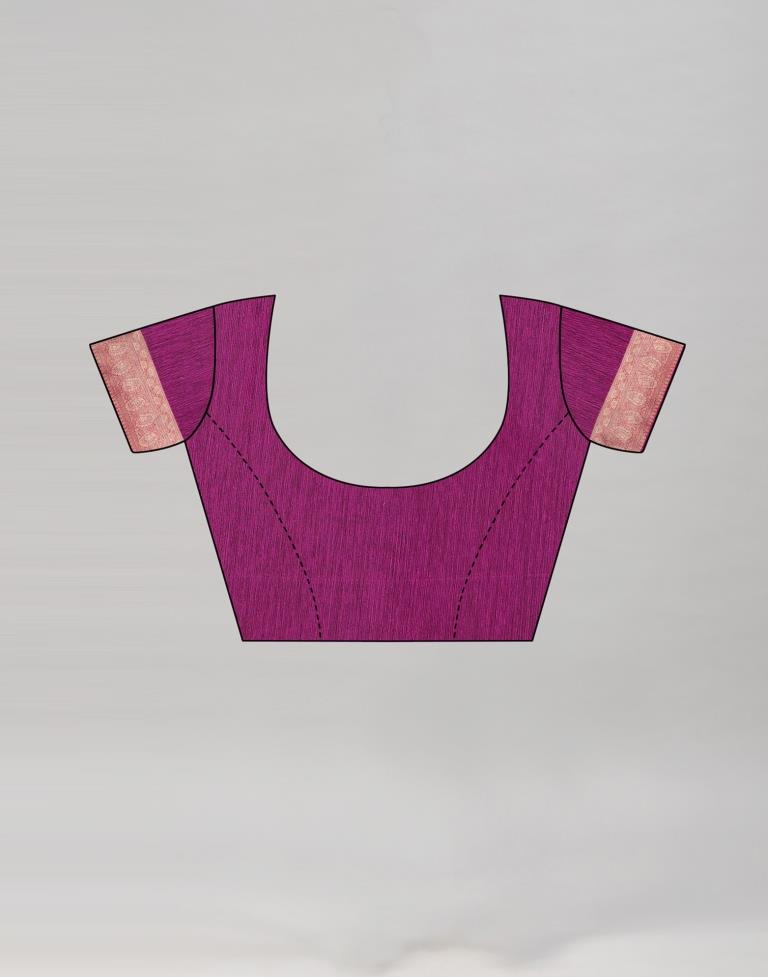 Wine Coloured Poly Cotton Jacquard Saree | Sudathi