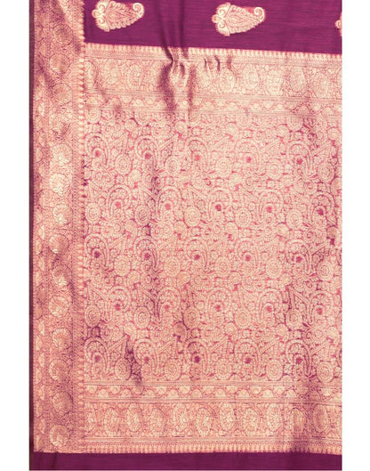 Wine Coloured Poly Cotton Jacquard Saree | Sudathi