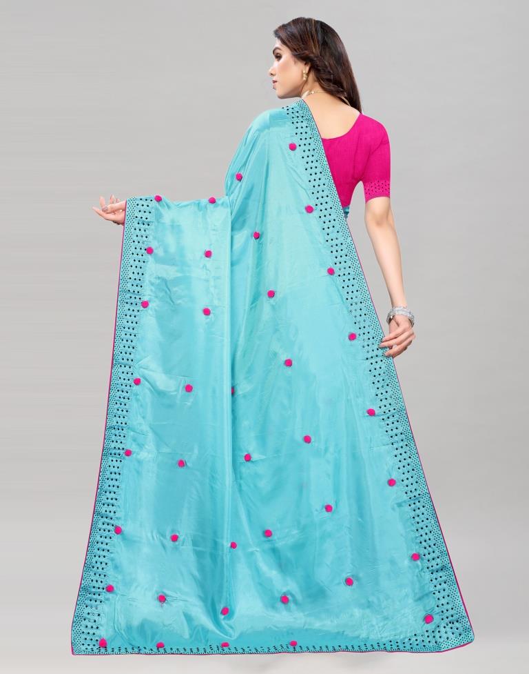 Light Blue Coloured Embellished Silk Saree | Sudathi