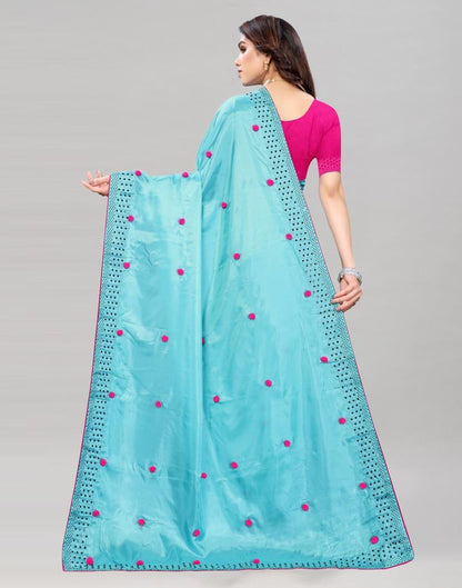 Light Blue Coloured Embellished Silk Saree | Sudathi