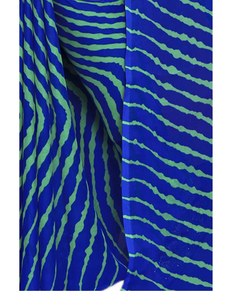 Turquoise Blue Coloured Chiffon Leheriya Printed Saree | Sudathi