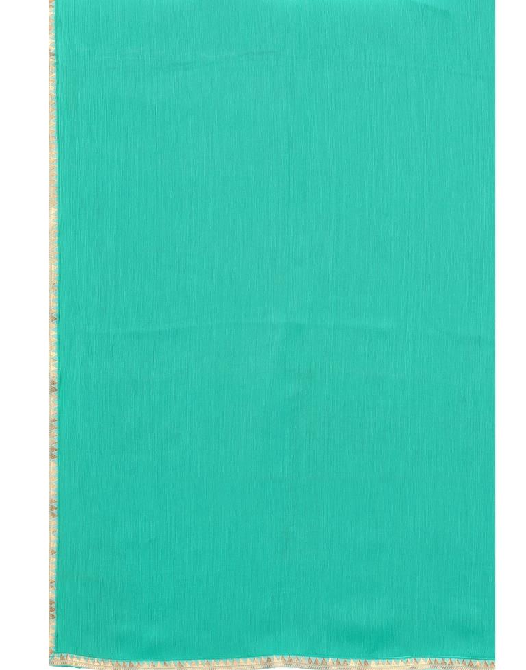 Turquoise Blue Coloured Dyed Chiffon Saree | Sudathi
