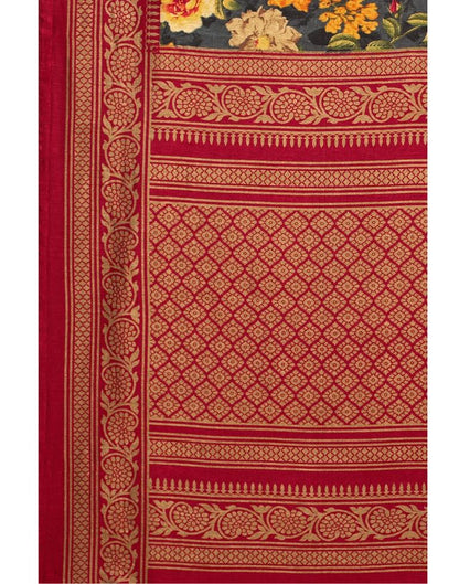 Maroon Printed Silk Saree