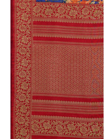 Blue Coloured Floral Printed Silk Saree | Sudathi