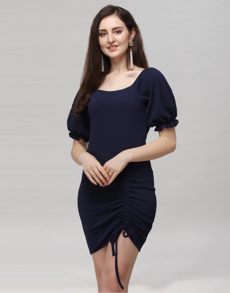 Blue Coloured Knitted Lycra Dress | Leemboodi