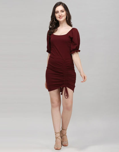 Maroon Ribbed Short Dress | Sudathi