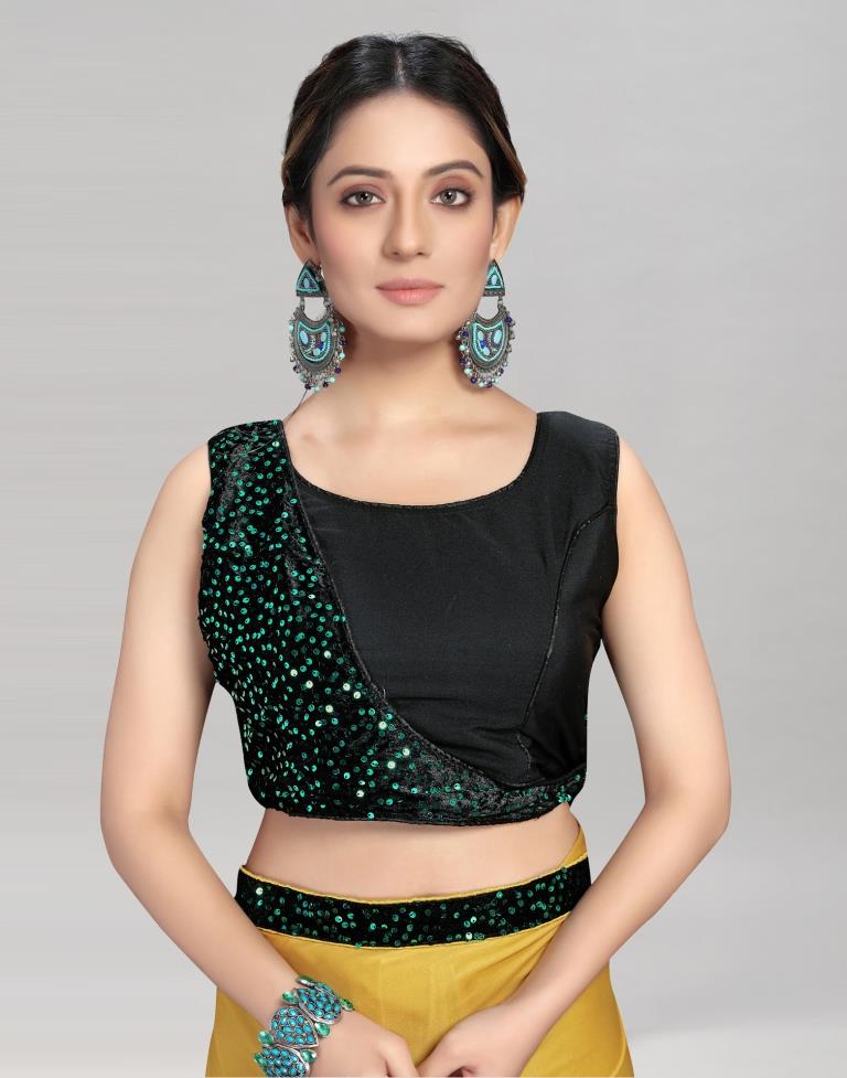 Deep Yellow Coloured Lycra Plain Saree | Sudathi