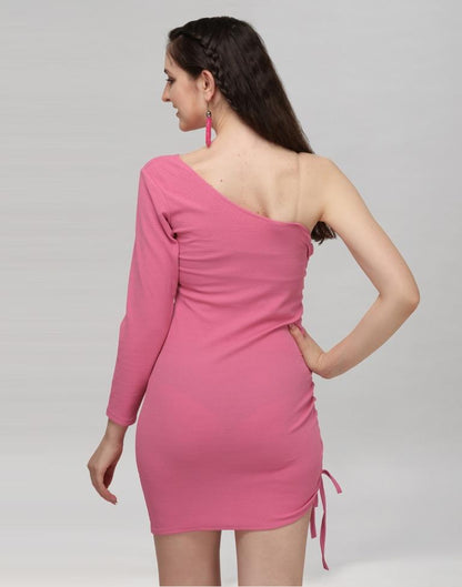 Pink Coloured Knitted Lycra Dress | Leemboodi