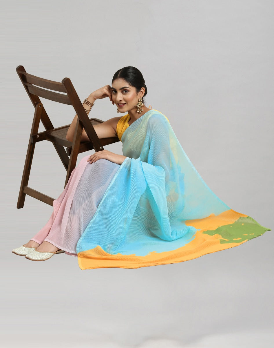 Multicolored Georgette Digital Printed Saree | Sudathi