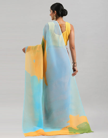 Multicolored Georgette Digital Printed Saree | Sudathi