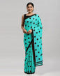 Turquoise Blue Printed Cotton Saree