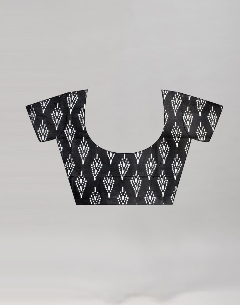 Turquoise Blue Printed Cotton Saree