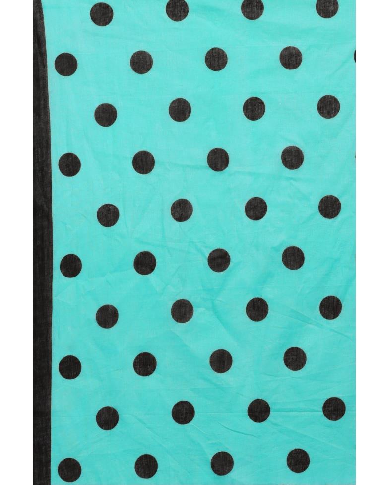 Turquoise Blue Printed Cotton Saree