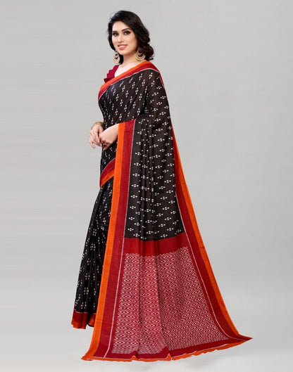 Black Coloured Cotton Printed Saree | Sudathi