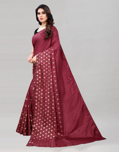 Maroon Coloured Poly Silk Foil Printed Saree | Sudathi