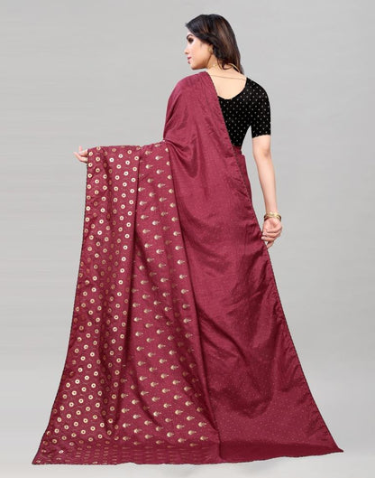 Maroon Coloured Poly Silk Foil Printed Saree | Sudathi