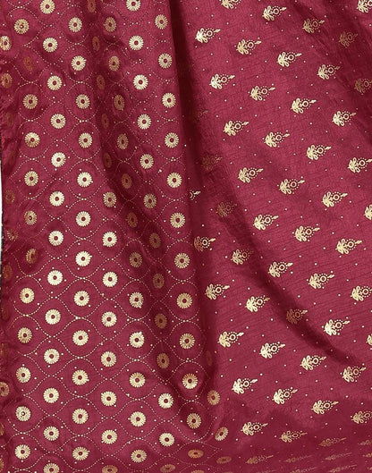 Maroon Coloured Poly Silk Foil Printed Saree | Sudathi