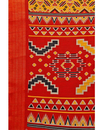 Turmeric Yellow Coloured Poly Cotton Patola Printed Saree | Sudathi