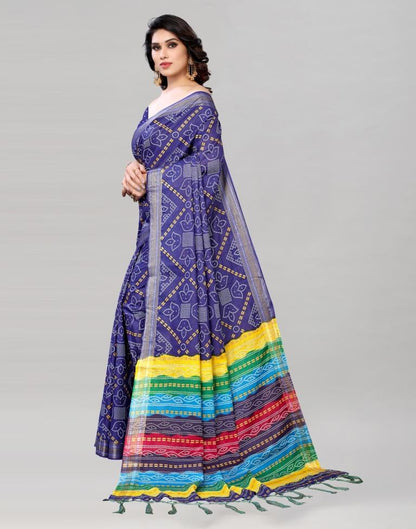 Royal Blue Coloured Cotton Bandhani Printed Saree | Sudathi