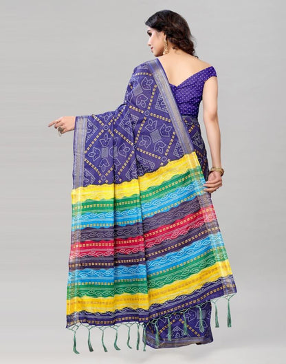 Royal Blue Coloured Cotton Bandhani Printed Saree | Sudathi
